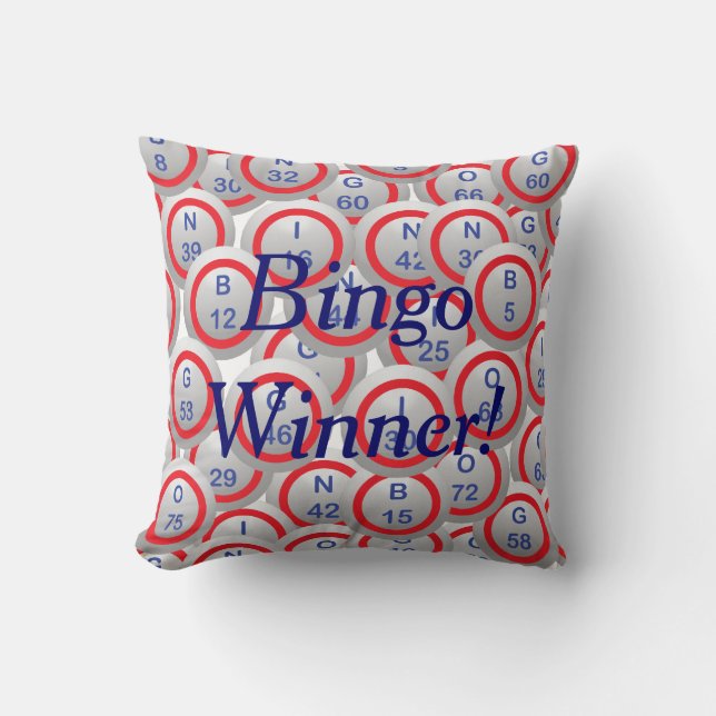 Bingo-Ball-Bingo-Sieger im Blau Kissen (Vorderseite)