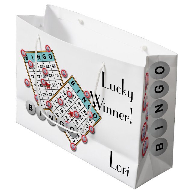 Bingo-Ball-glückliches Sieger-multi Bild-Bingo Große Geschenktüte (Vorderseite Schrägansicht)