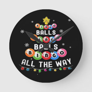 Bingo Balls Bingo den ganzen Weg Runde Wanduhr