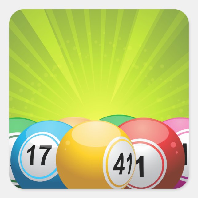 Bingo Balls Quadratischer Aufkleber (Vorderseite)