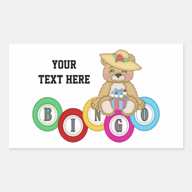 Bingo Bear (personalisiert) Rechteckiger Aufkleber (Vorderseite)