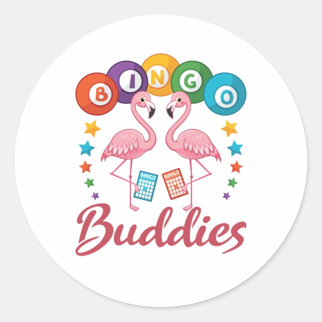 Bingo Buddies Player Flamingo Runder Aufkleber (Vorderseite)