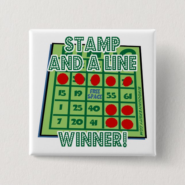 Bingo Button Briefmarke und ein Line Bingo Gewinne (Vorderseite)