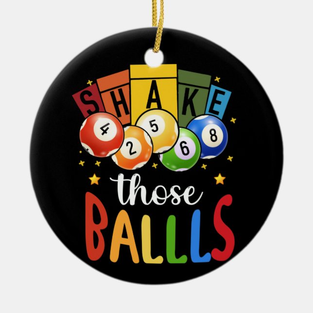 Bingo Caller Gamble Lotterie schüttelt diese Ball  Keramik Ornament (Vorne)