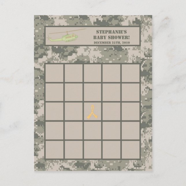 Bingo Card ARMY ACU Camoflauge Digital Einladungspostkarte (Vorderseite)