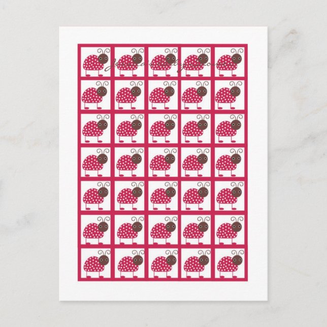Bingo Card Marker Berry Garden Pink Lady Bug Einladungspostkarte (Vorderseite)