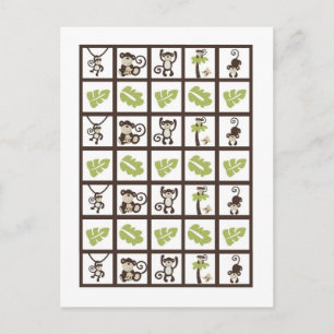 Bingo Card Marker Monkey Time Zoo Tier Postkarte