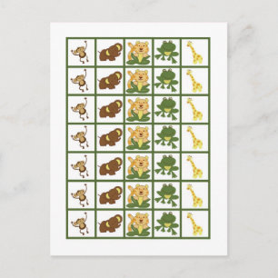 Bingo Card markiert Jungle Babies Tiere Postkarte