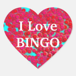 Bingo-Chips auf herzförmigen Stickern Herz-Aufkleber