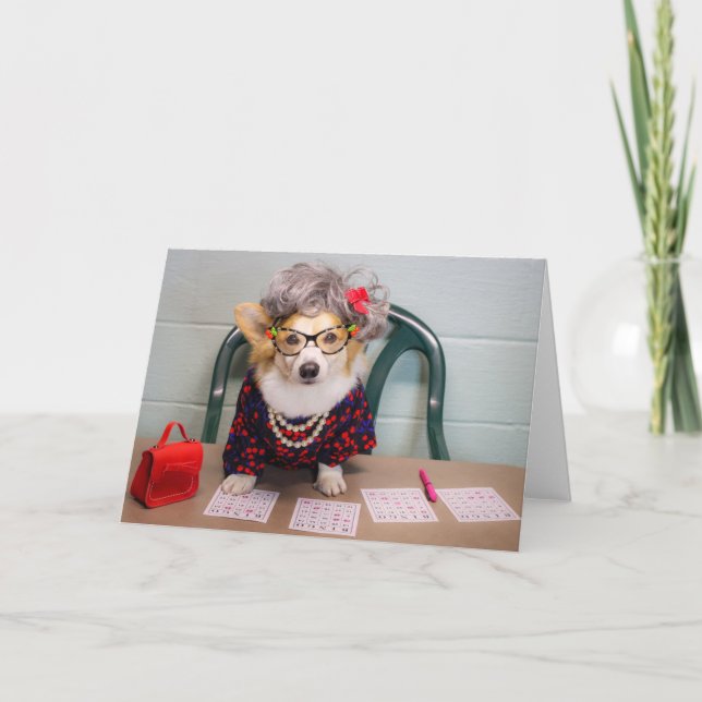 Bingo Corgi leere Grußkarte Karte (Vorderseite)