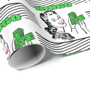Bingo-Dame mit Geld Geschenkpapier