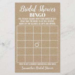 Bingo Englisch Spanisch rustikales Brautparty-Spie