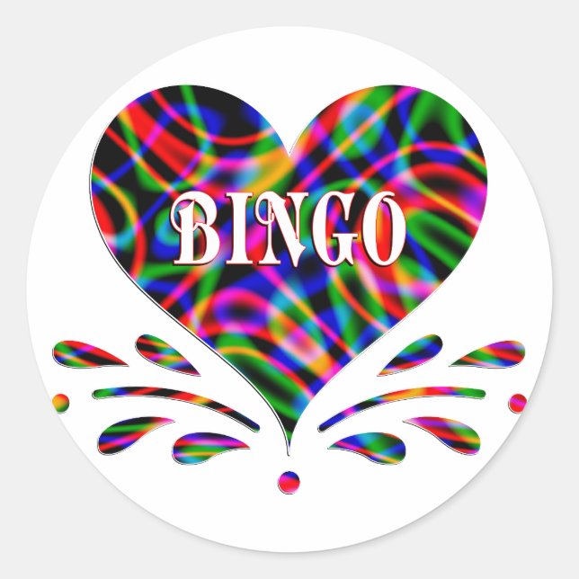 Bingo Fun Heart Runder Aufkleber (Vorderseite)