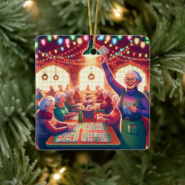 Bingo Game Christmas Keramikornament (Baum)