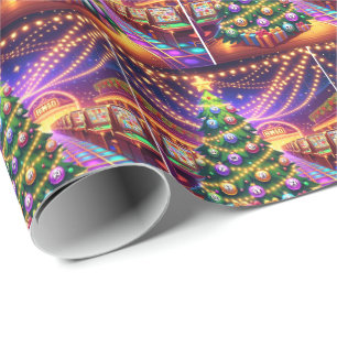Bingo Hall Weihnachtsbaum mit Bingo Balls Geschenkpapier