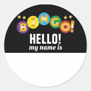 Bingo Hallo Namensschild Runder Aufkleber