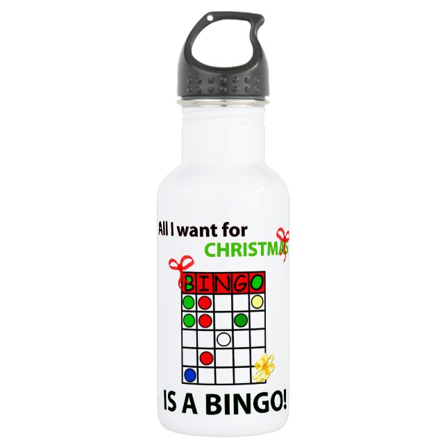 BINGO I wollen ein Bingo für Weihnachten Trinkflasche (Vorderseite)