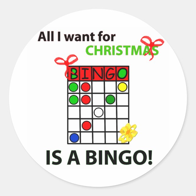 BINGO Ich wollte ein Bingo zu Weihnachten Runder Aufkleber (Vorderseite)