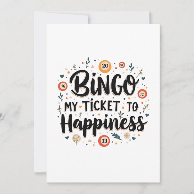 Bingo ist mein Ticket zum Glück Funny Bingo Game Dankeskarte (Vorderseite)