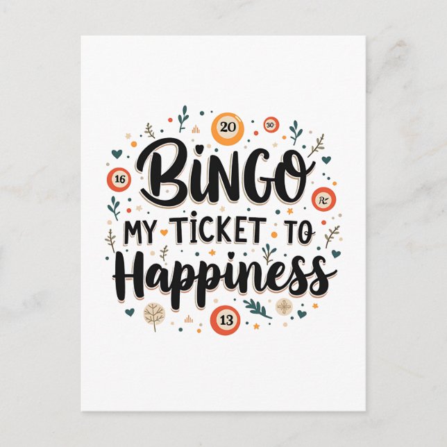 Bingo ist mein Ticket zum Glück Funny Bingo Game Postkarte (Vorderseite)