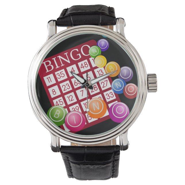 BINGO-Karte mit BINGO-Balls Armbanduhr (Vorderseite)