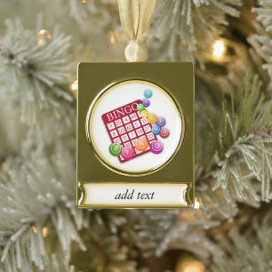 BINGO-Karte mit BINGO-Balls Banner-Ornament Gold