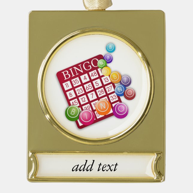 BINGO-Karte mit BINGO-Balls Banner-Ornament Gold (Vorderseite)