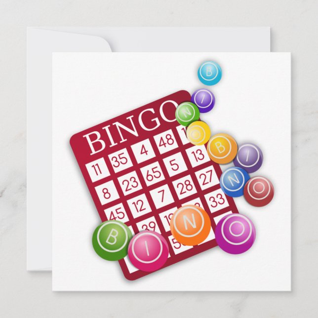 BINGO-Karte mit BINGO-Balls Einladung (Vorderseite)