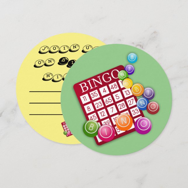 BINGO-Karte mit BINGO-Balls Einladung (Vorne/Hinten)