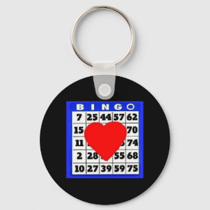 Bingo-Karte mit Herz-Schlüsselanhänger Schlüsselanhänger