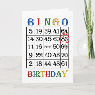 Bingo-Karte zum 86. Geburtstag Karte