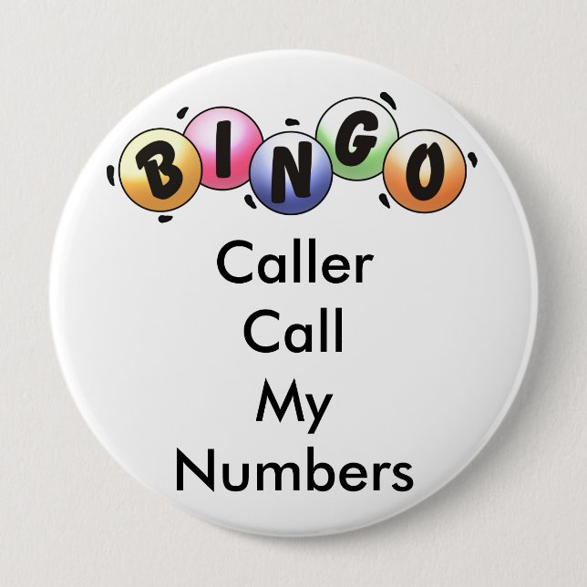 BINGO Knopf-Anrufer-Anruf meine Zahlen Button (Vorderseite)