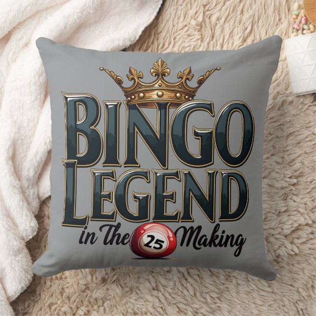 Bingo Legend gekrönt in Gold Retro Typografie Kissen (Decke)