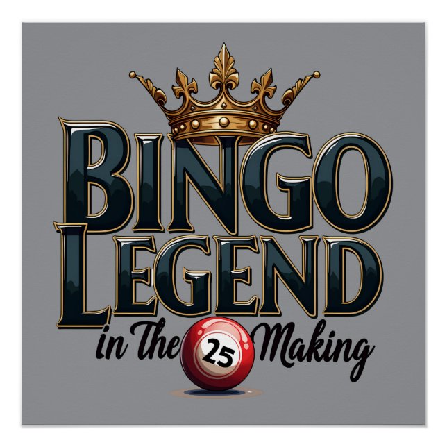 Bingo Legend gekrönt in Gold Retro Typografie Poster (Vorderseite)