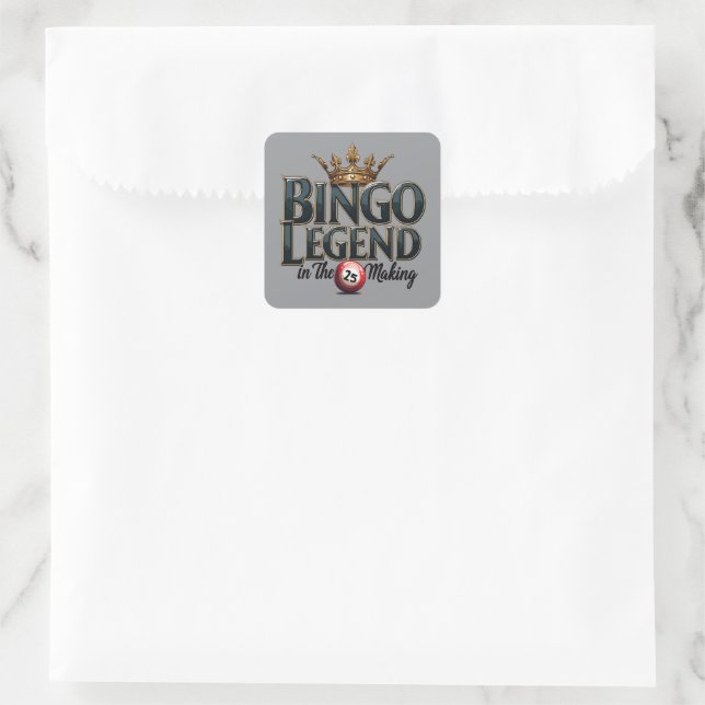 Bingo Legend gekrönt in Gold Retro Typografie Quadratischer Aufkleber (Tasche)