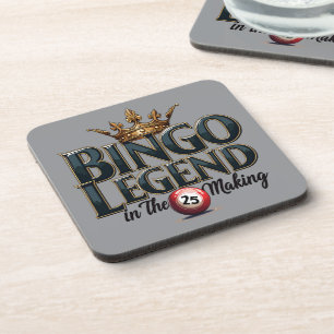 Bingo-Legende in goldener Retro-Typografie gekrönt Getränkeuntersetzer