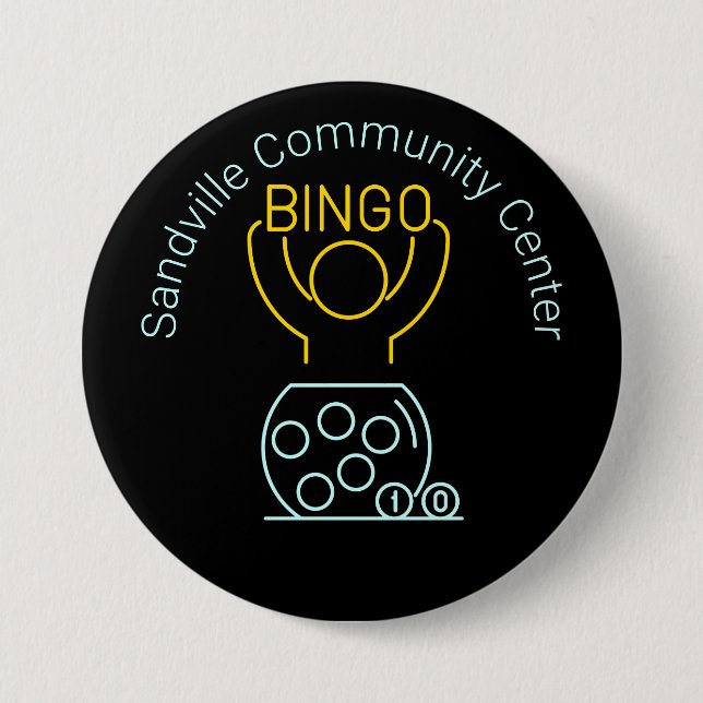 Bingo Night Neon Line Art individuell anpassbar Button (Vorderseite)