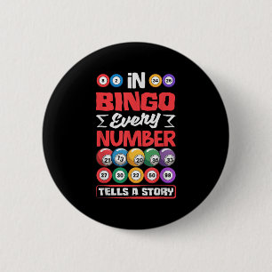 Bingo Numbers Tells Story - Favorite Lottery Gambl Button