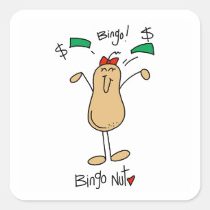 Bingo-Nuss-T-Shirts und Geschenke Quadratischer Aufkleber