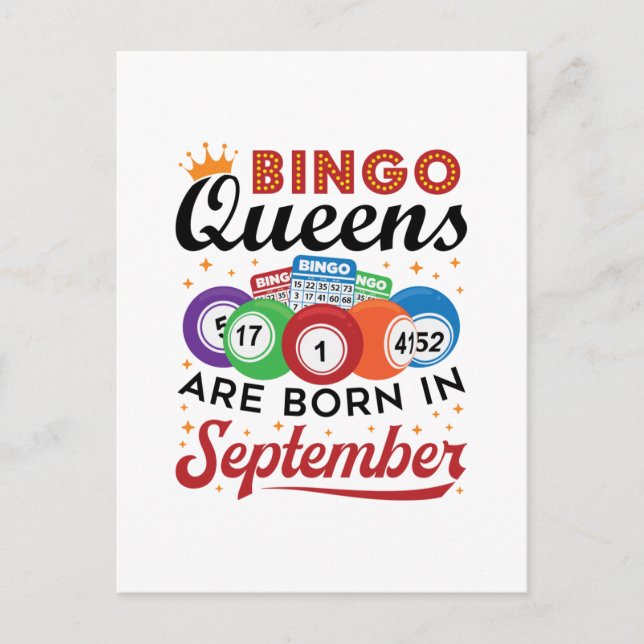 Bingo Queens ist im September Geboren Postkarte (Vorderseite)