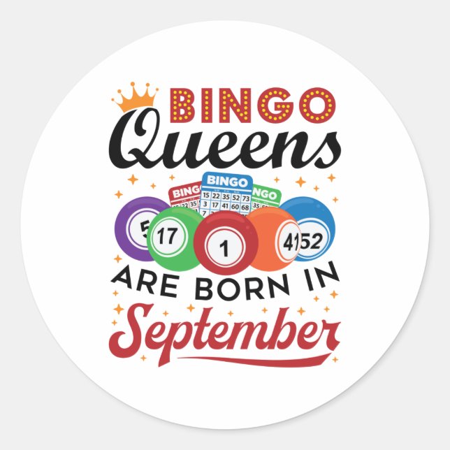 Bingo Queens ist im September Geboren Runder Aufkleber (Vorderseite)