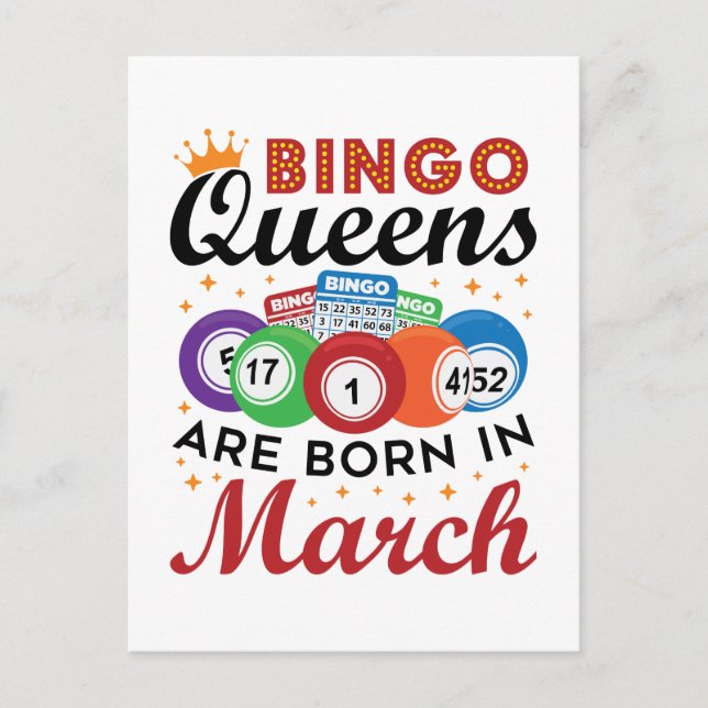 Bingo Queens sind im März Geboren Postkarte (Vorderseite)