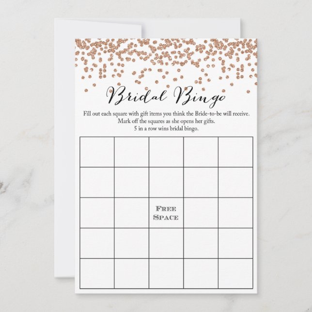 Bingo Rose Gold Brautparty Game 12x18 Einladung (Vorderseite)