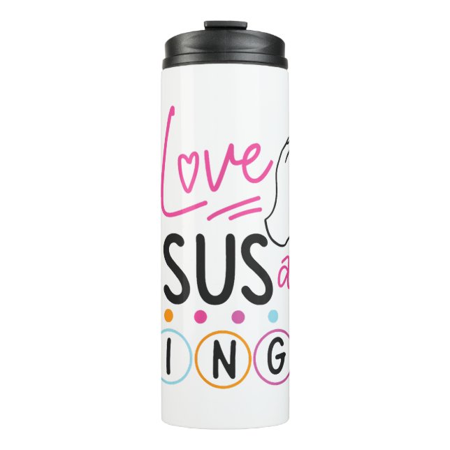 Bingo Spieler Jesus Faith Christlich Ich Liebe Jes Thermosbecher (Vorderseite)