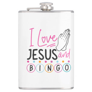 Bingo-Spieler Jesus Glaube Christlich Ich liebe Je Flachmann