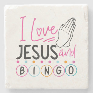 Bingo-Spieler Jesus Glaube Christlich Ich liebe Je Steinuntersetzer