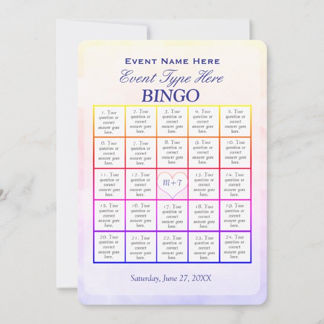 Bingo-Spielvorlage Einladung (Vorderseite)