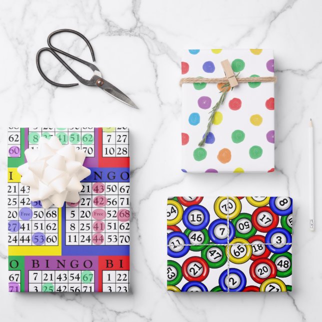 BINGO Themed Geburtstag Geschenkpapier Set (Vorderseite)