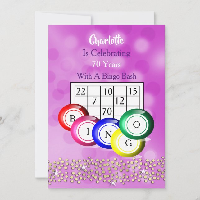 Bingo Themed Party Spaß farbenfrohe Einladung (Vorderseite)