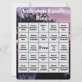 Bingokarte der Familie mit rosa Lila Foto